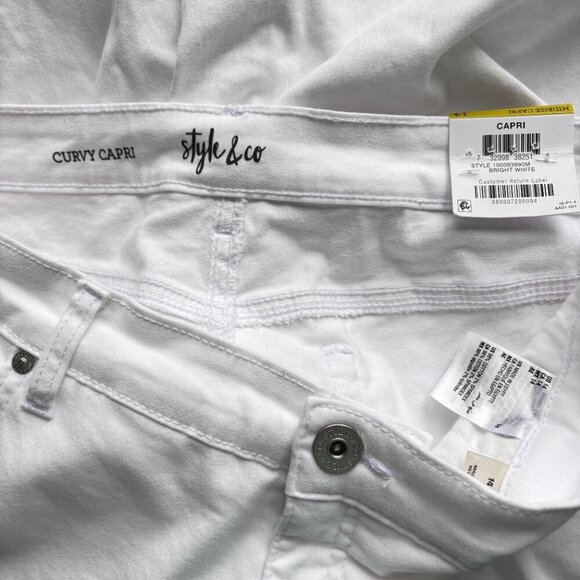 Style & Co Women's Curvy Cuffed White Capri Jeans NWT - Picture 7 of 7